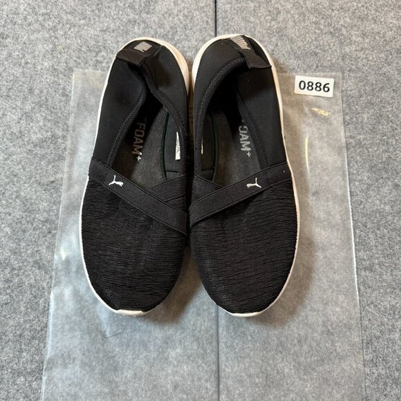 Puma Adelina 369621-01 Womens US 8.5 Sneakers Black Logo Slip On Casual Shoes - Picture 5 of 5